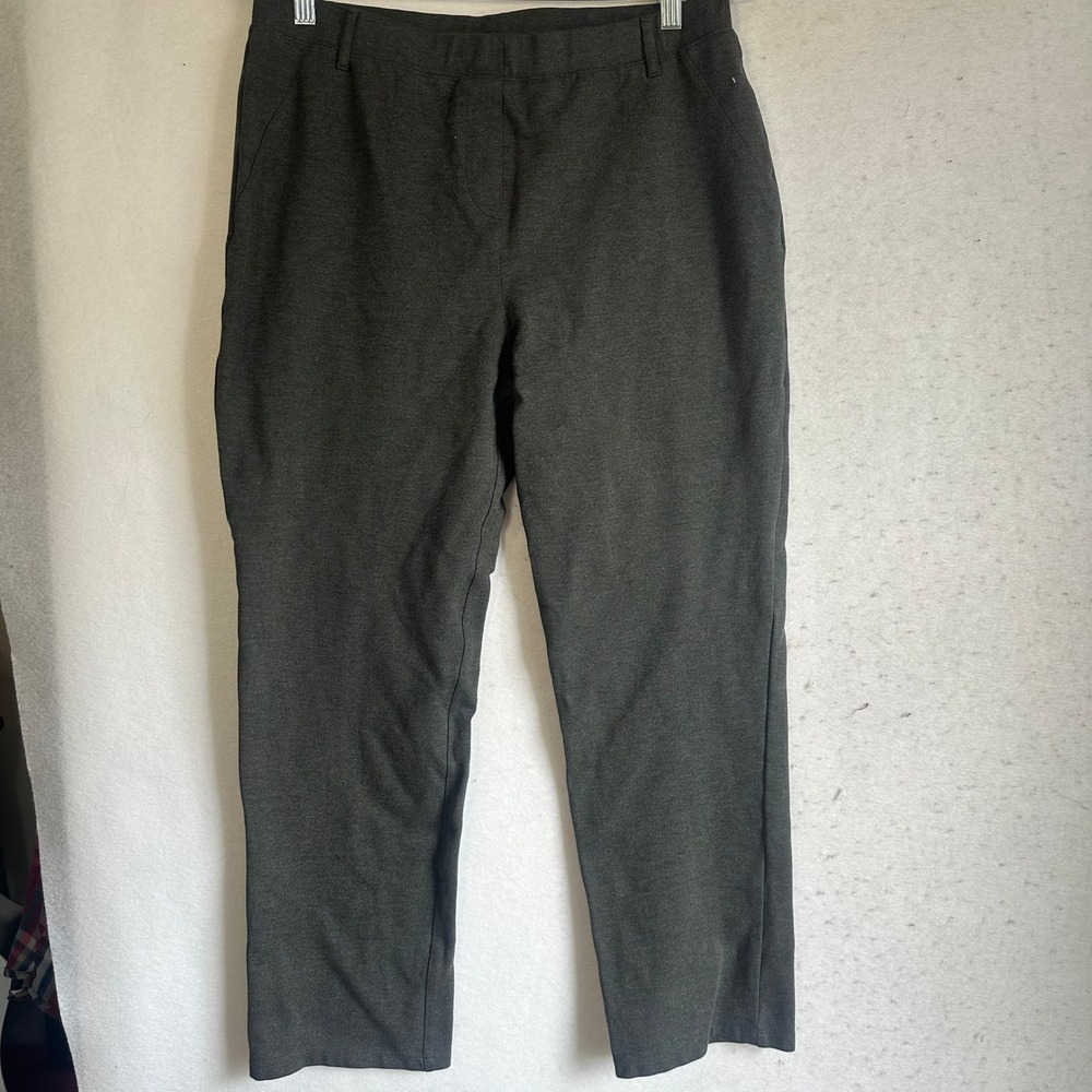 Quince Ultra-Stretch Ponte Straight Leg Pants Charcoal‎ Gray Petite Large L 26in